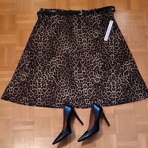 NEW Sexy Leopard Print Midi A-Line Skirt for Night Out! XL